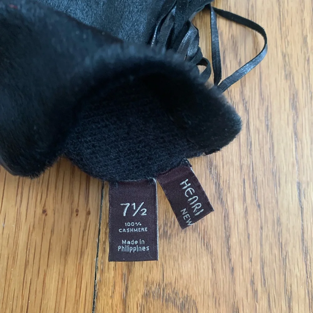 Henri Bendel Black Fringe Leather Gloves - Picture 2 of 2